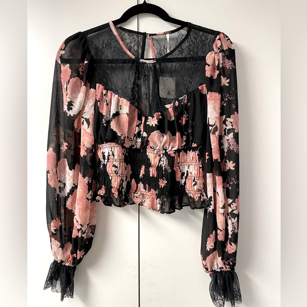 Free People Lace Floral Top